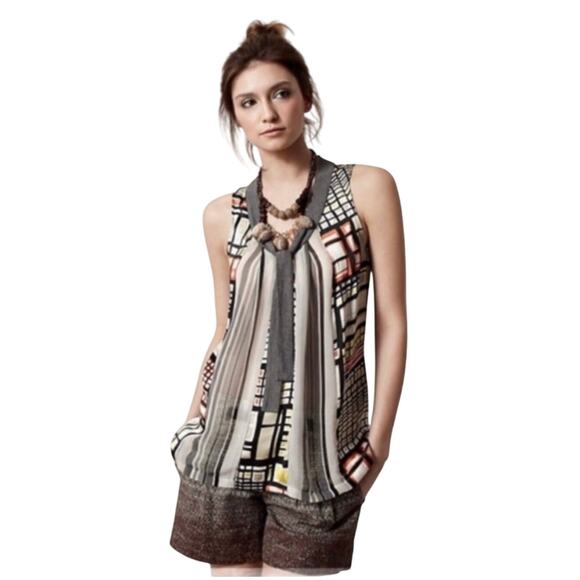 ANTHRO Dreams Daily Womens silk abstract pattern tank multicolor Size S - Picture 1 of 7